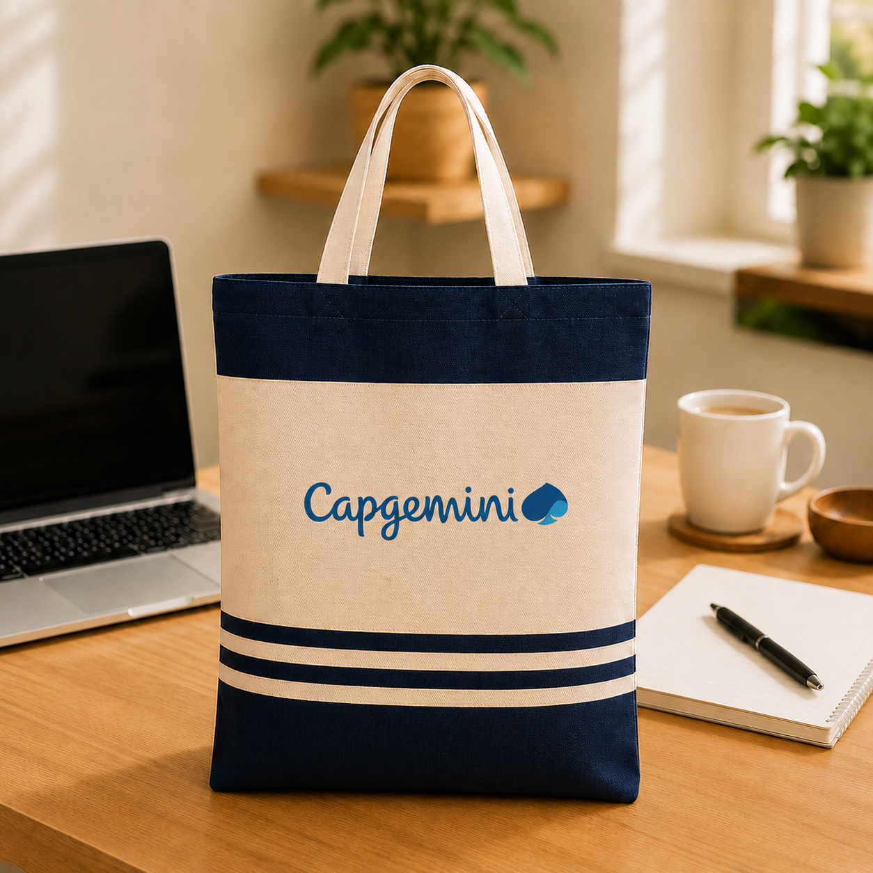 Custom 14×16 Navy Blue Tote Bag | 330 GSM
