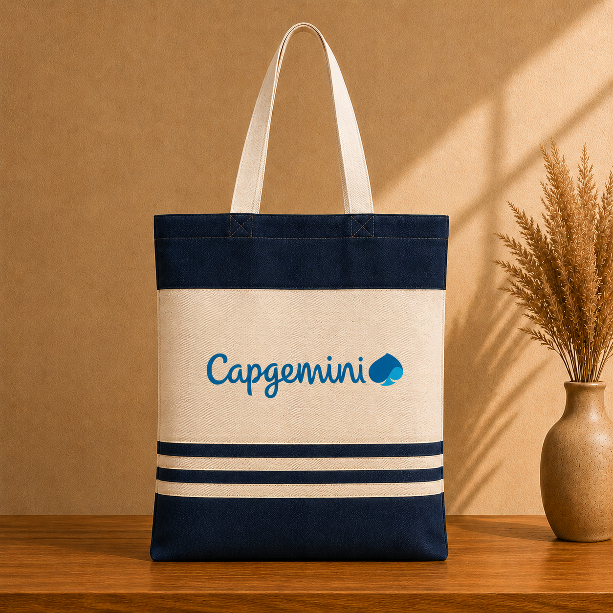 Custom 14×16 Navy Blue Tote Bag | 330 GSM