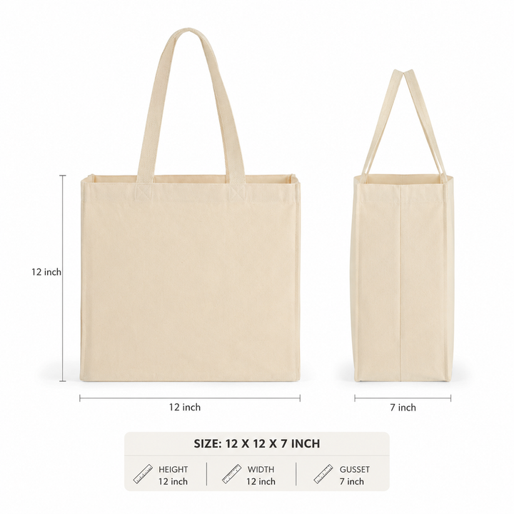 12x12x7 Inch Cotton Canvas Bag | 330 GSM