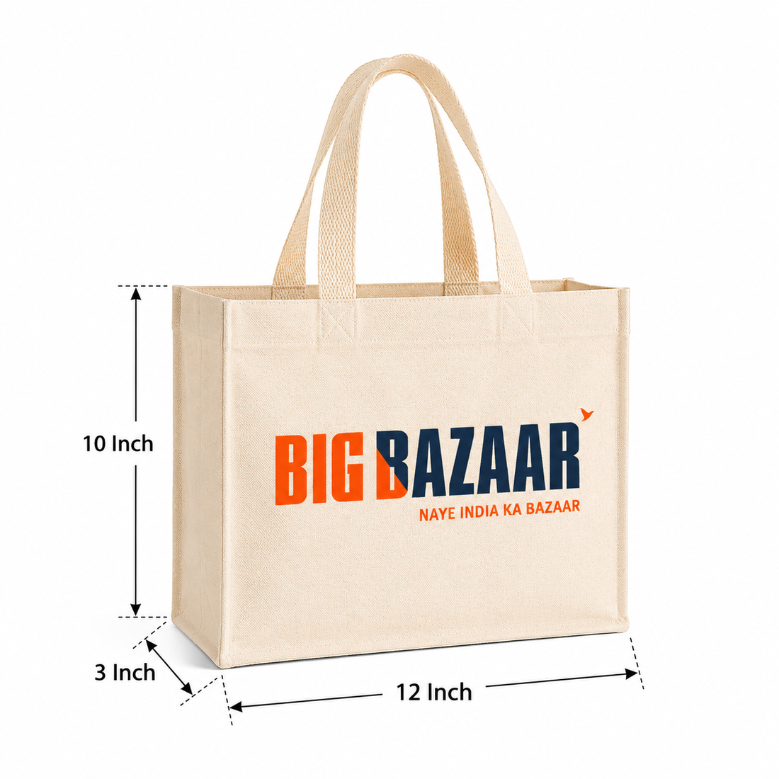 Custom 12x10x3 Inch Cotton Canvas Bag | 330 GSM