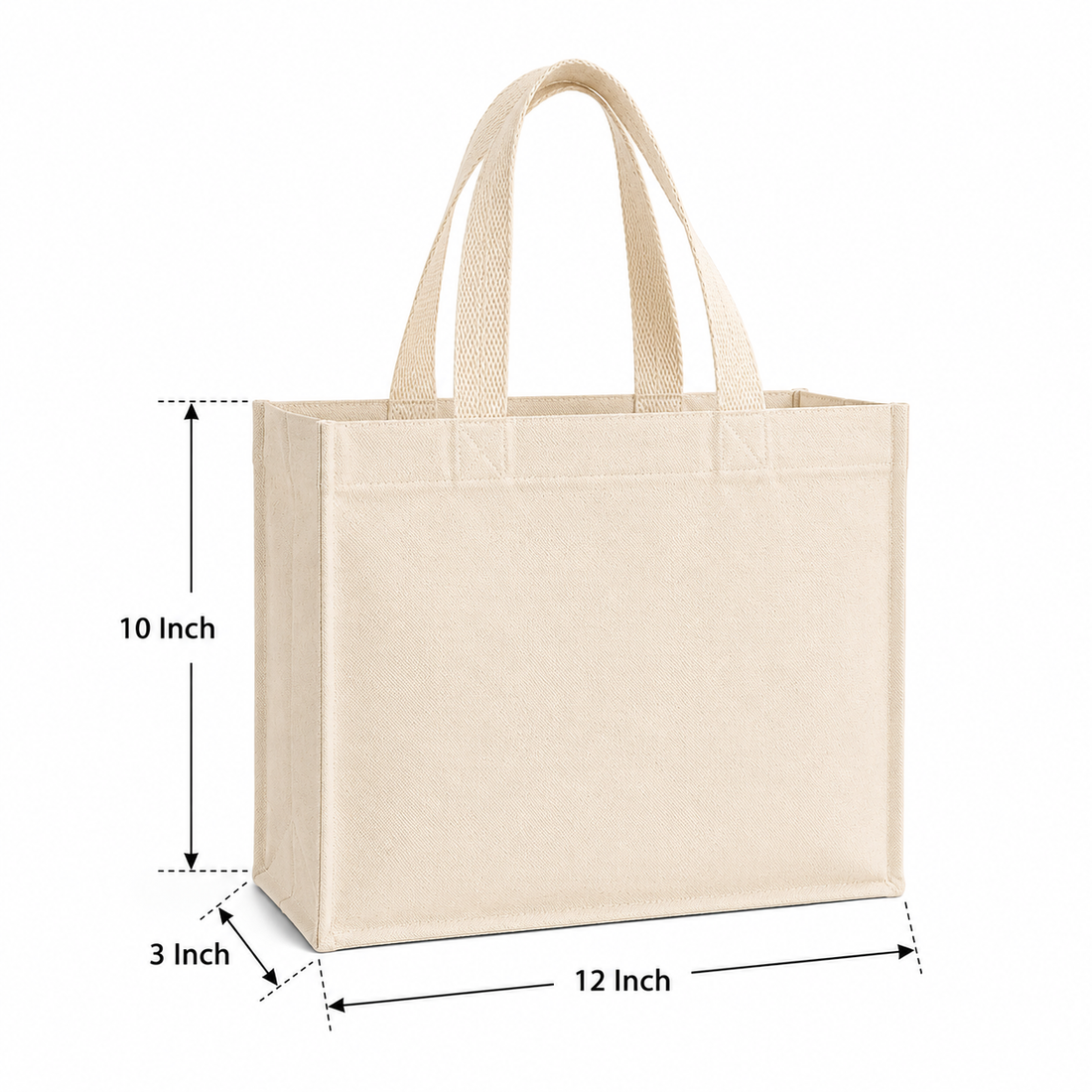 12x10x3 Inch Cotton Canvas Bag | 330 GSM