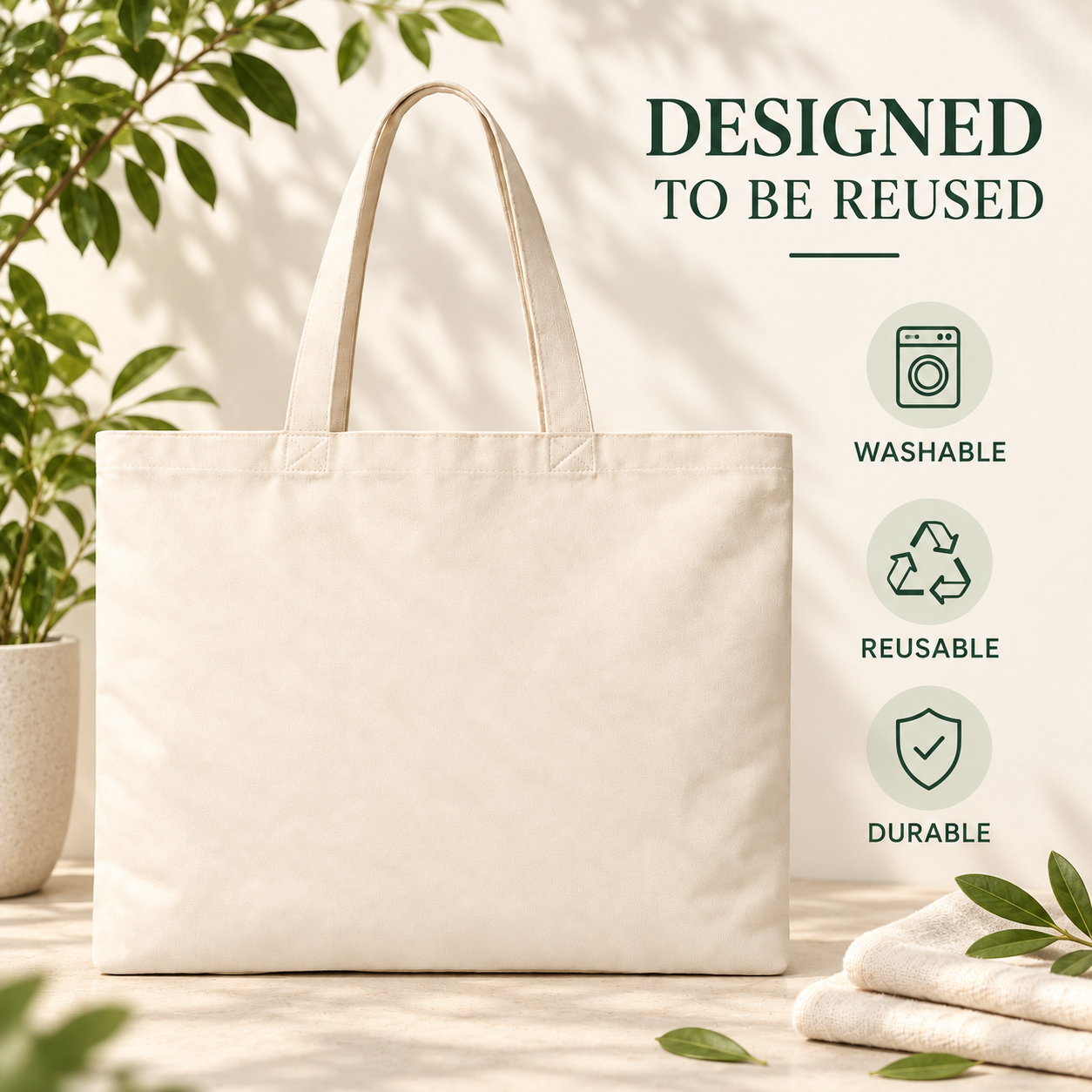 Plain 16x14 Inch Cotton Tote Bag | 220 GSM