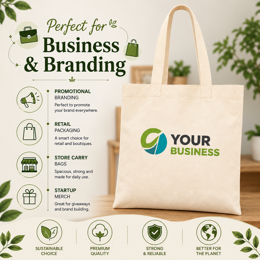 14x16 Inch Cotton Tote Bag | 220 GSM