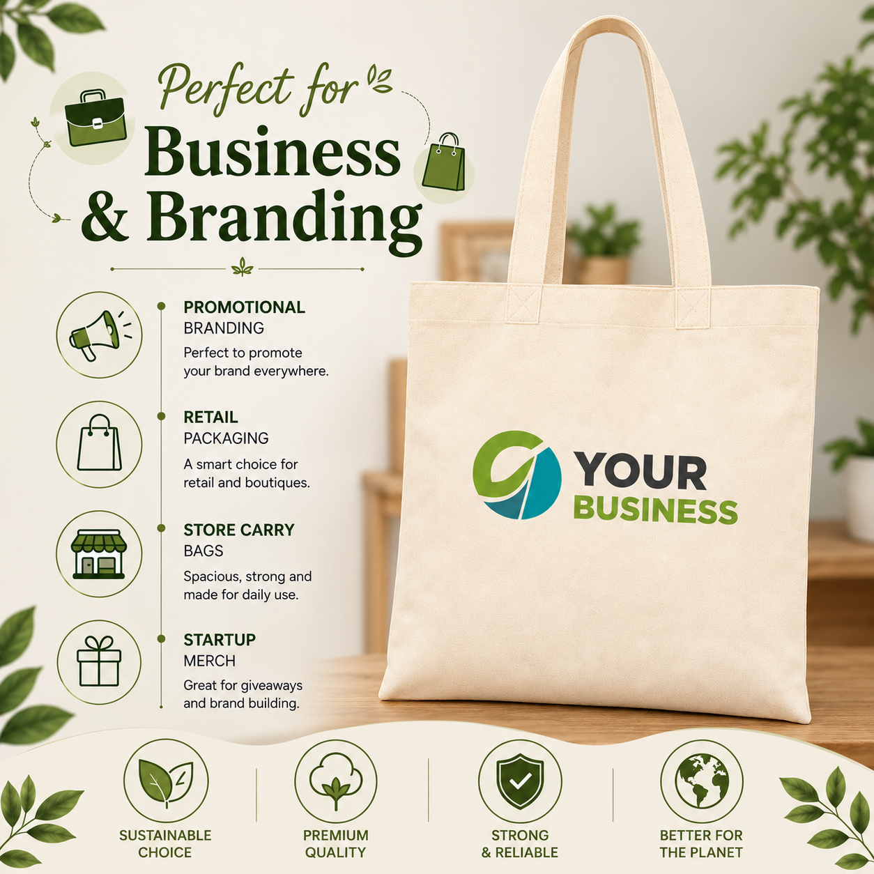 Plain 14x18 Inch Cotton Tote Bag | 220 GSM