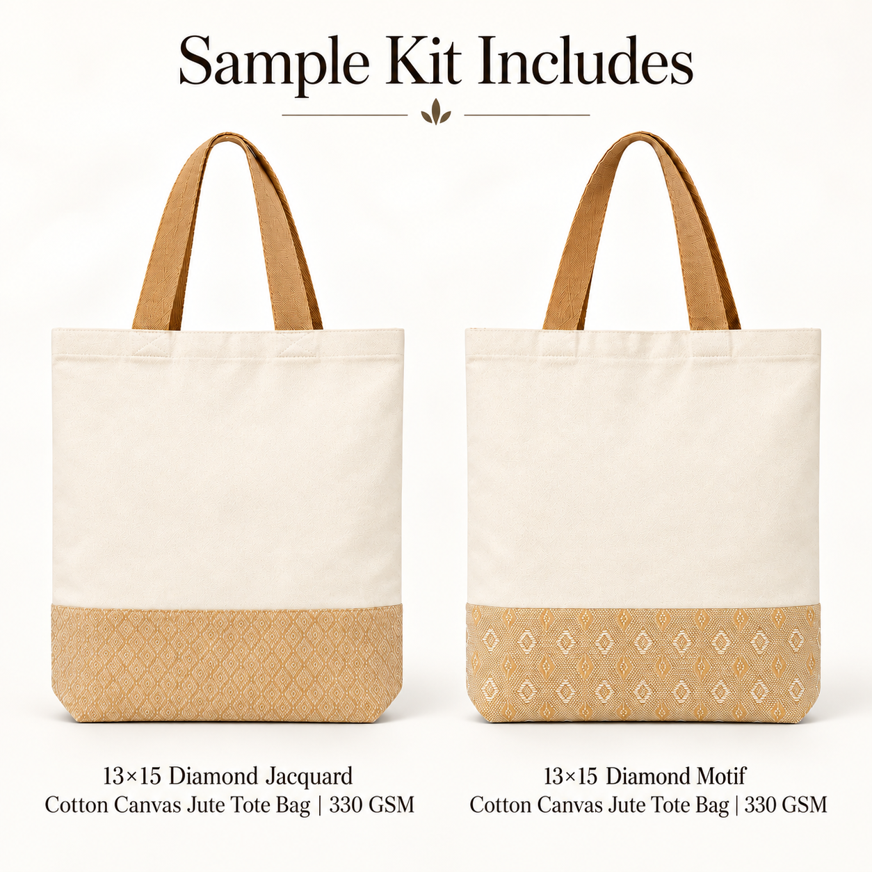 Diamond Jacquard & Diamond Motif Tote Bag Sample Kit | 330 GSM