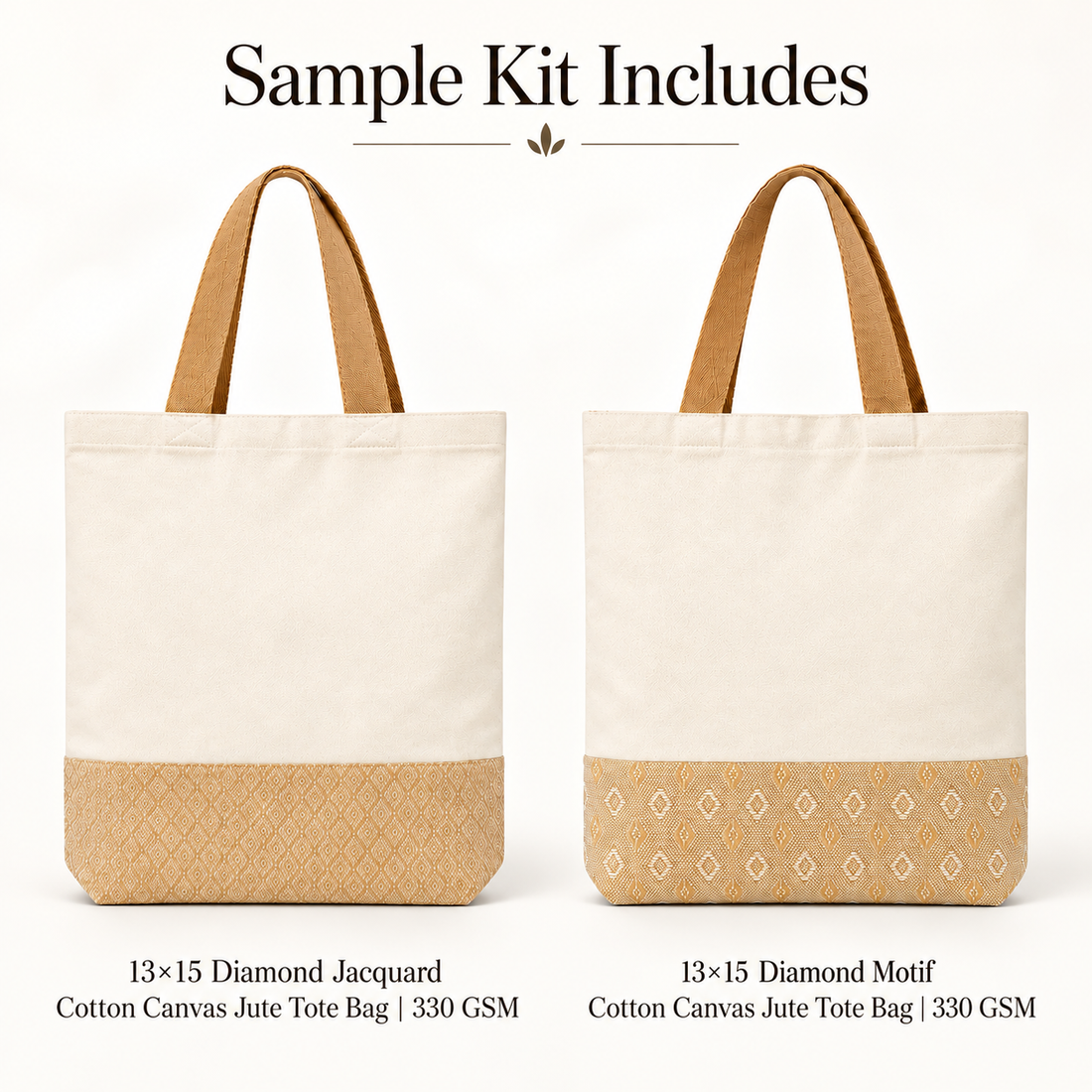 Diamond Jacquard & Diamond Motif Tote Bag Sample Kit | 330 GSM