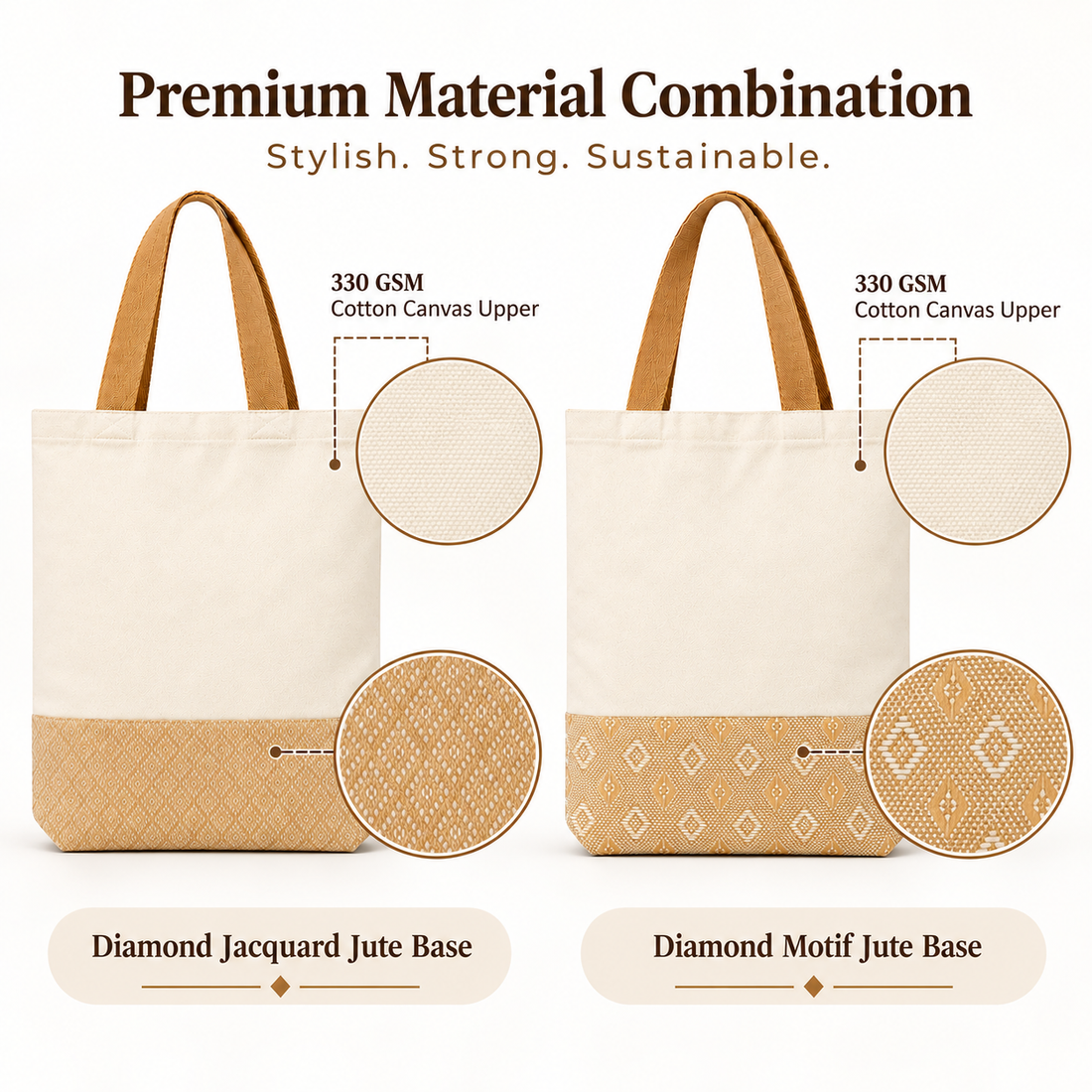 Diamond Jacquard & Diamond Motif Tote Bag Sample Kit | 330 GSM