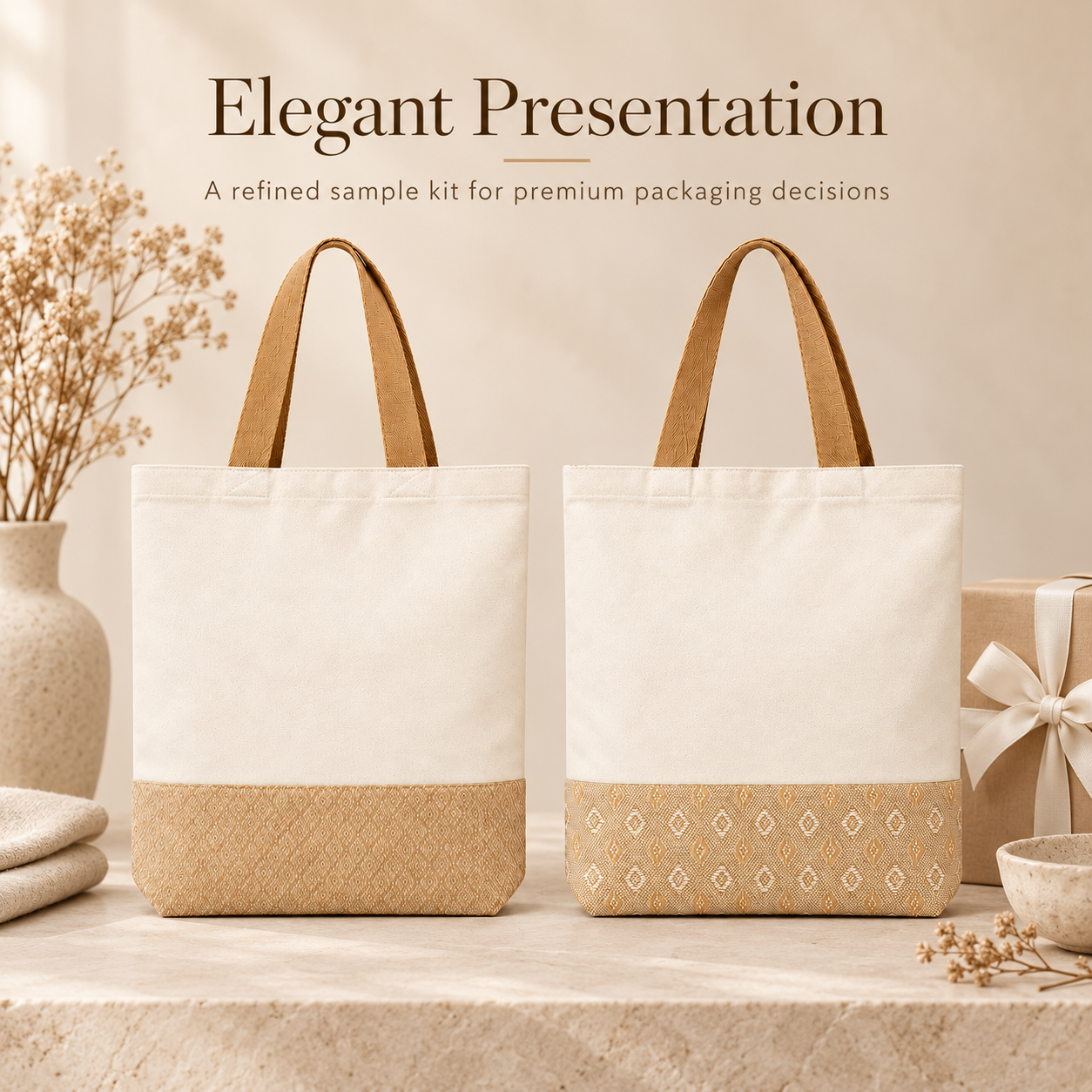 Diamond Jacquard & Diamond Motif Tote Bag Sample Kit | 330 GSM
