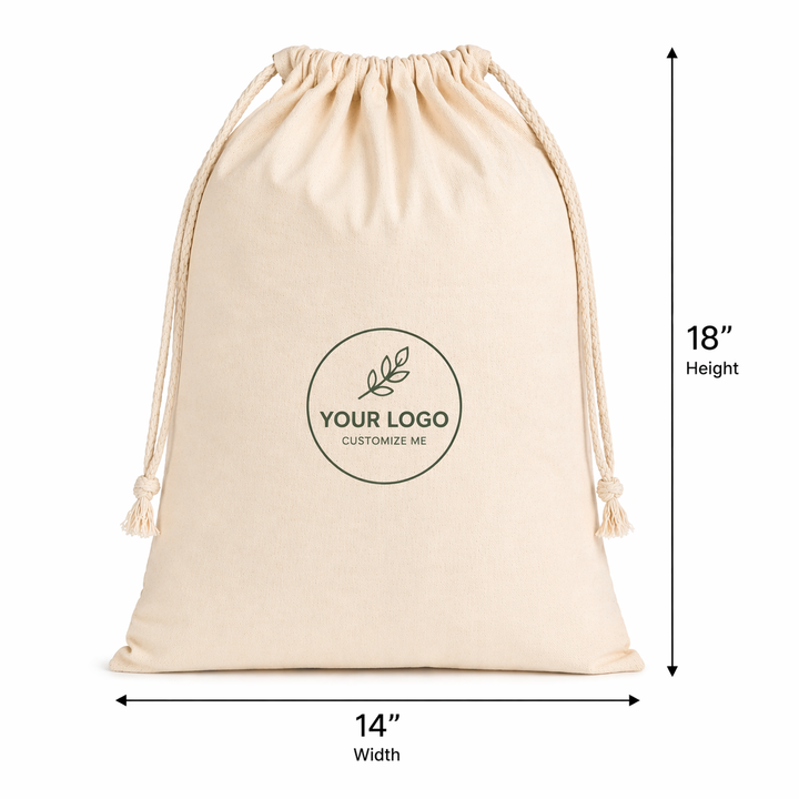 Custom 14x18 Inch Cotton Drawstring Bag | 150 GSM