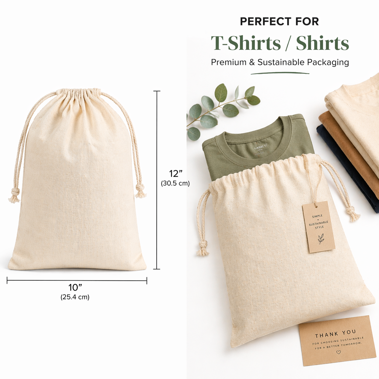 10x12 Inch Cotton Drawstring Bag | 150 GSM