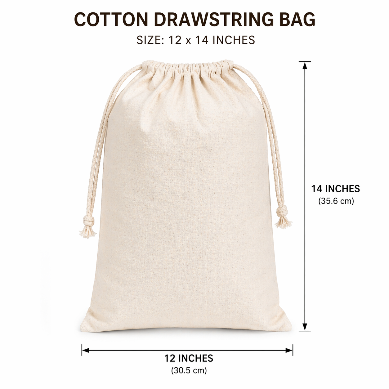 12x14 Inch Cotton Drawstring Bag | 150 GSM