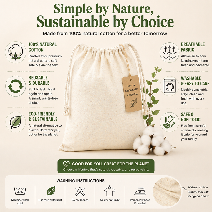 10x12 Inch Cotton Drawstring Bag | 150 GSM