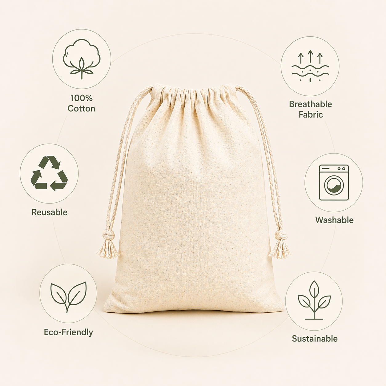 14x16 Inch Cotton Drawstring Bag | 150 GSM