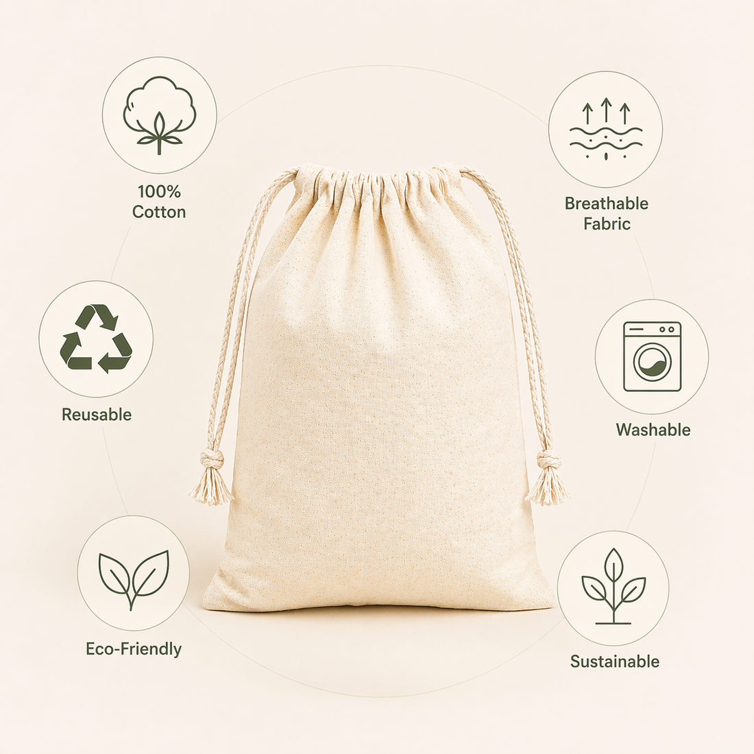 14x16 Inch Cotton Drawstring Bag | 150 GSM