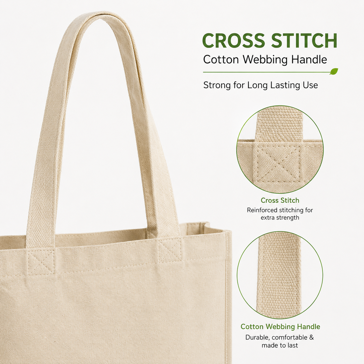 12x10x3 Inch Cotton Canvas Bag | 330 GSM