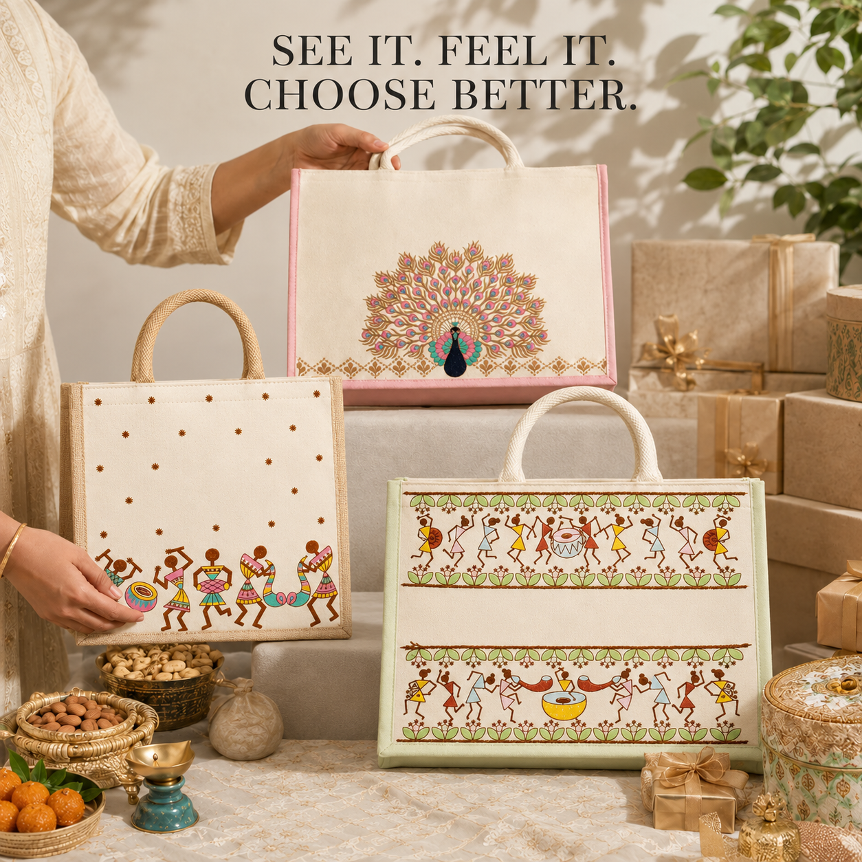 Embroidered Hamper Bag Sample Kit – 3 Designs & Sizes