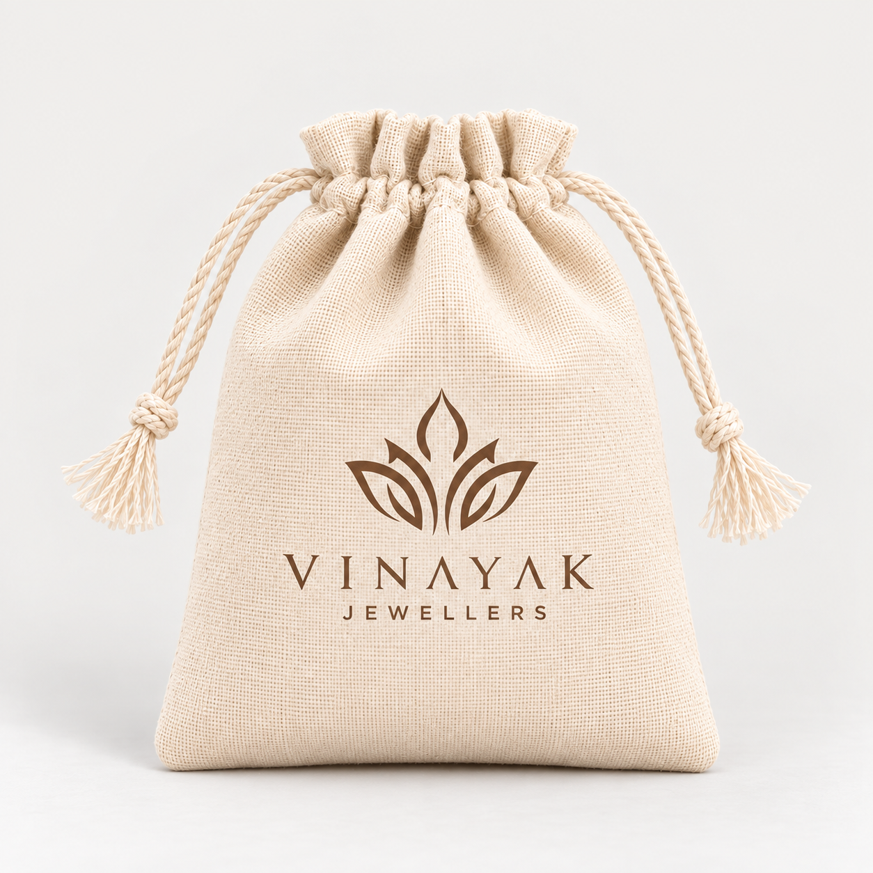 Pink Meadow Embroidered Cotton Drawstring Pouch