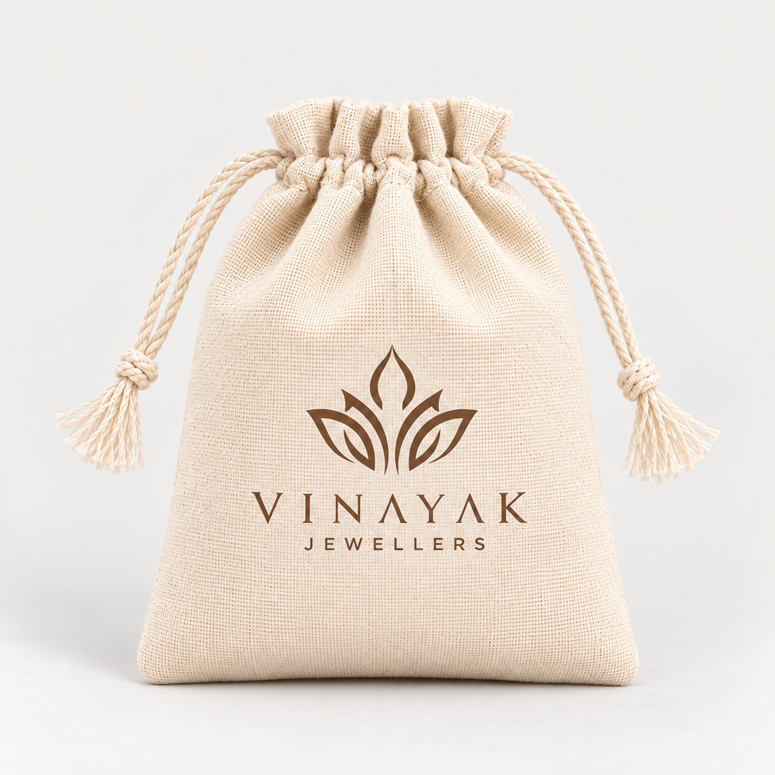 Pink Meadow Embroidered Cotton Drawstring Pouch
