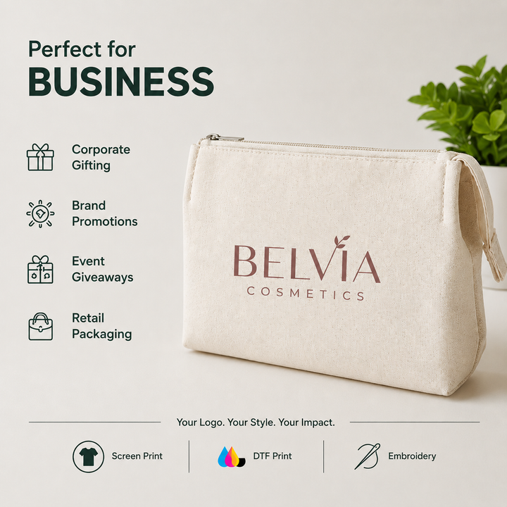 Custom 10×7×4 Canvas Zipper Pouch
