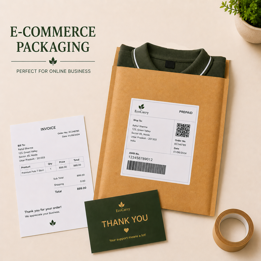 Custom 16x19 Kraft Paper Mailer Bag | 120 GSM
