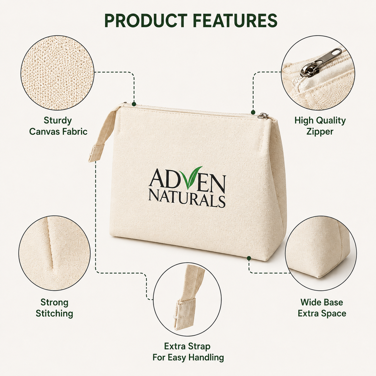 Custom 5x5x3 Canvas Zipper Pouch