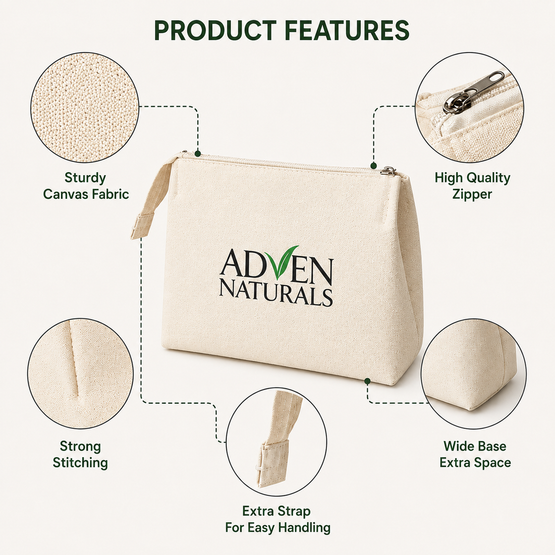 Custom 5x5x3 Canvas Zipper Pouch