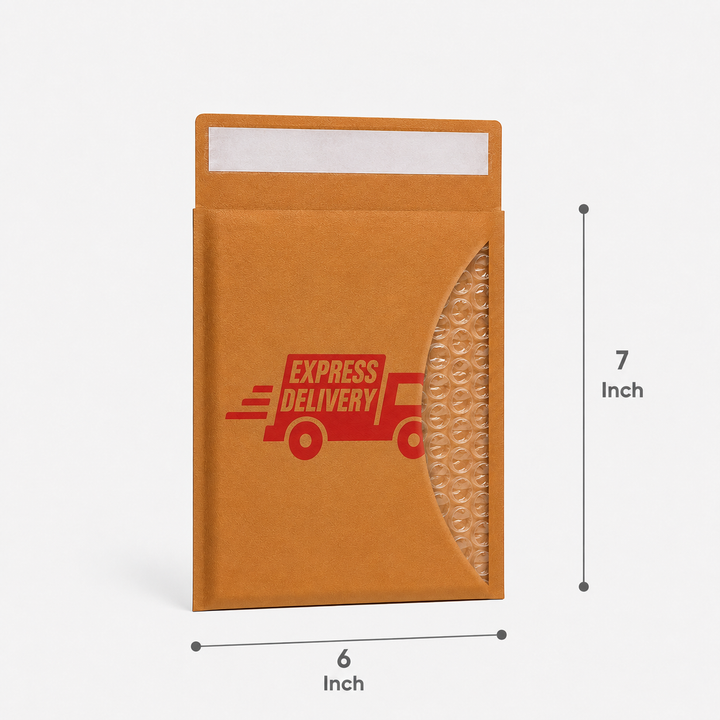 Custom 6×7 Kraft Paper Bubble Mailer Bag | 110 GSM