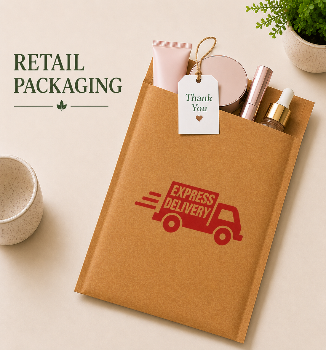 Custom 6x7 Kraft Paper Mailer Bag | 110 GSM