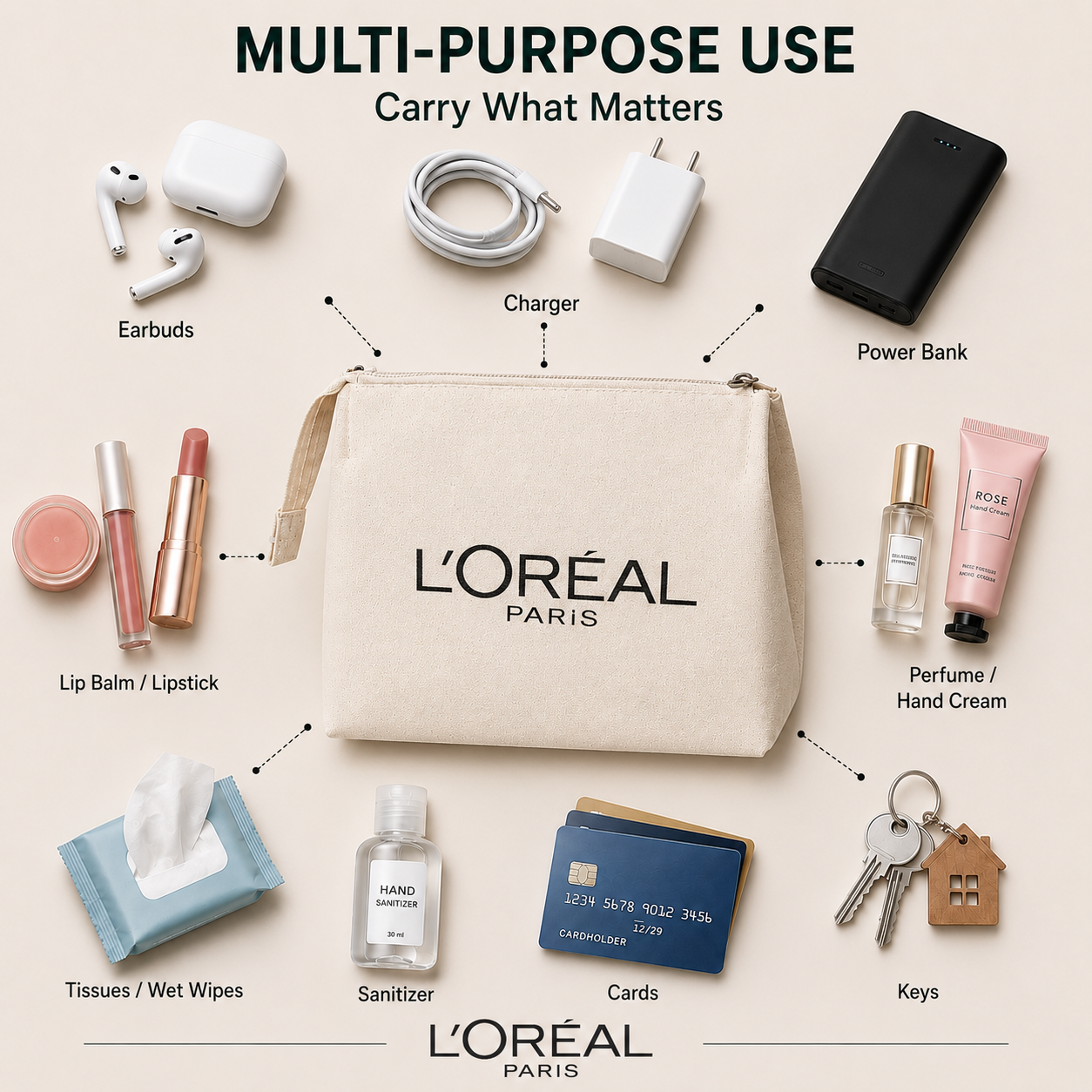 Custom 7x6x4 Canvas Zipper Pouch