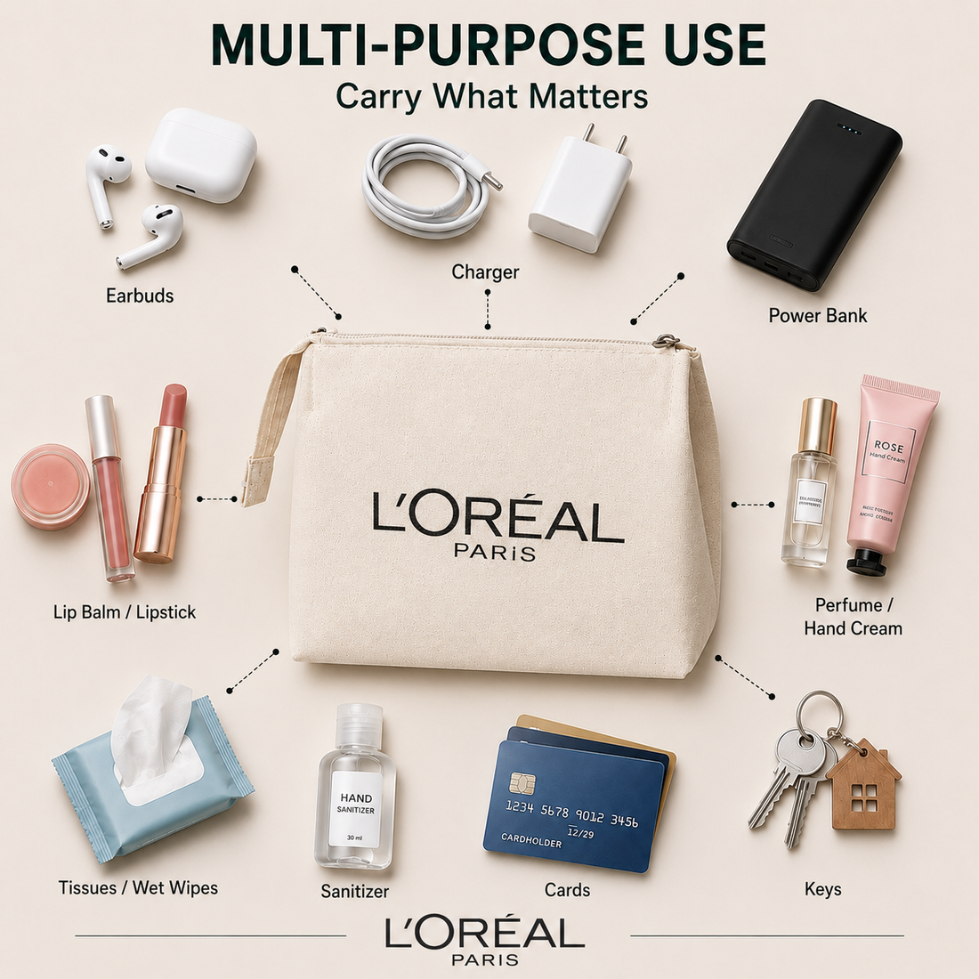 Custom 7x6x4 Canvas Zipper Pouch