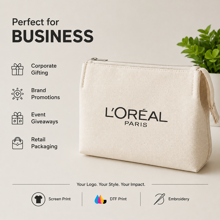 Custom 7x6x4 Canvas Zipper Pouch