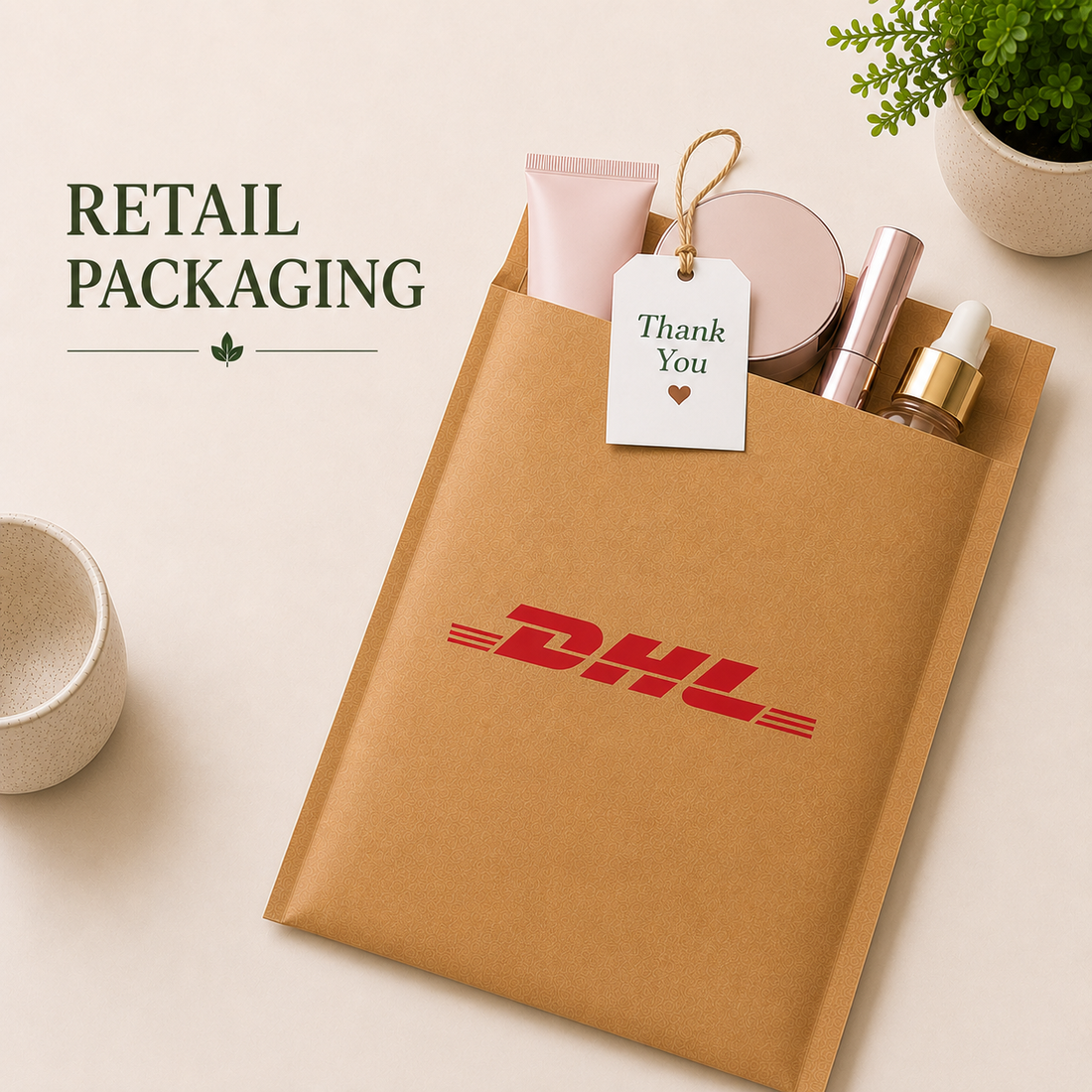 Custom 7×8 Kraft Paper Bubble Mailer Bag | 110 GSM