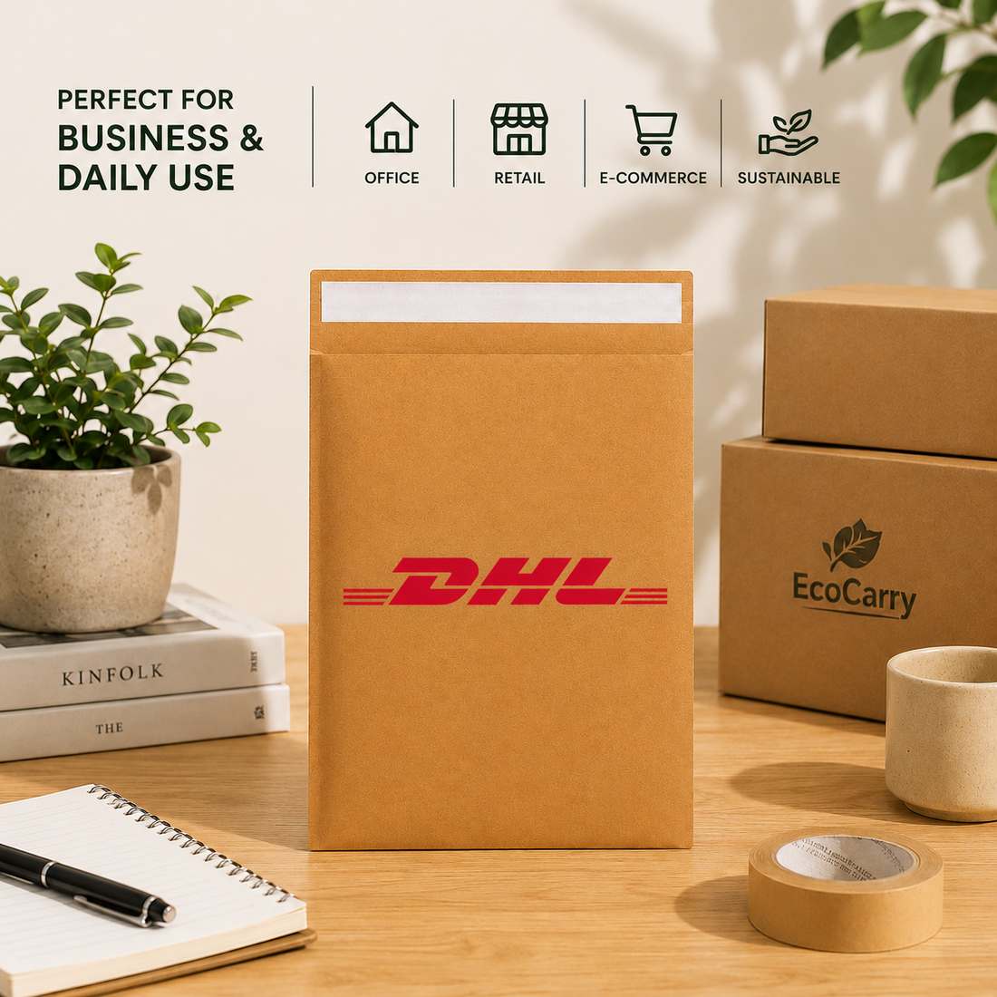 Custom 7×8 Kraft Paper Bubble Mailer Bag | 110 GSM