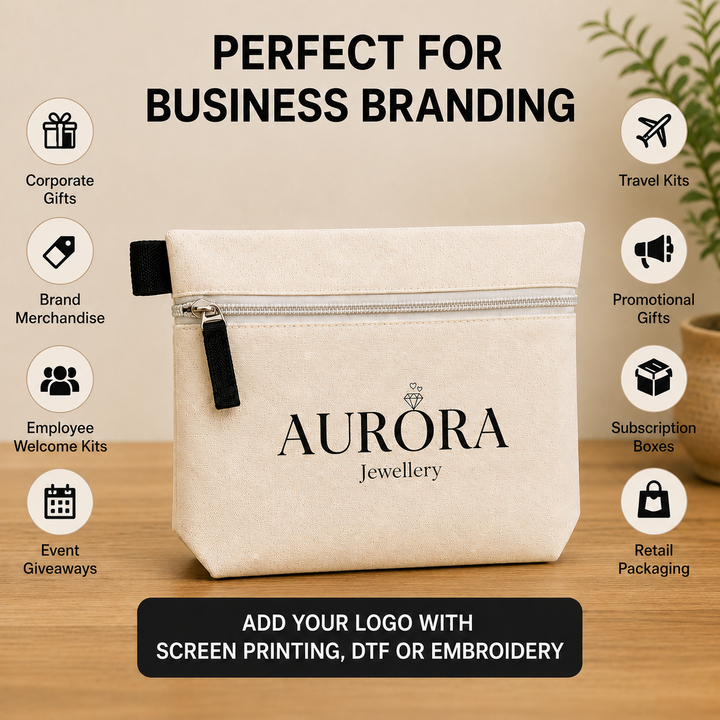 Custom 8x6x2 Utility Cotton Zipper Pouch