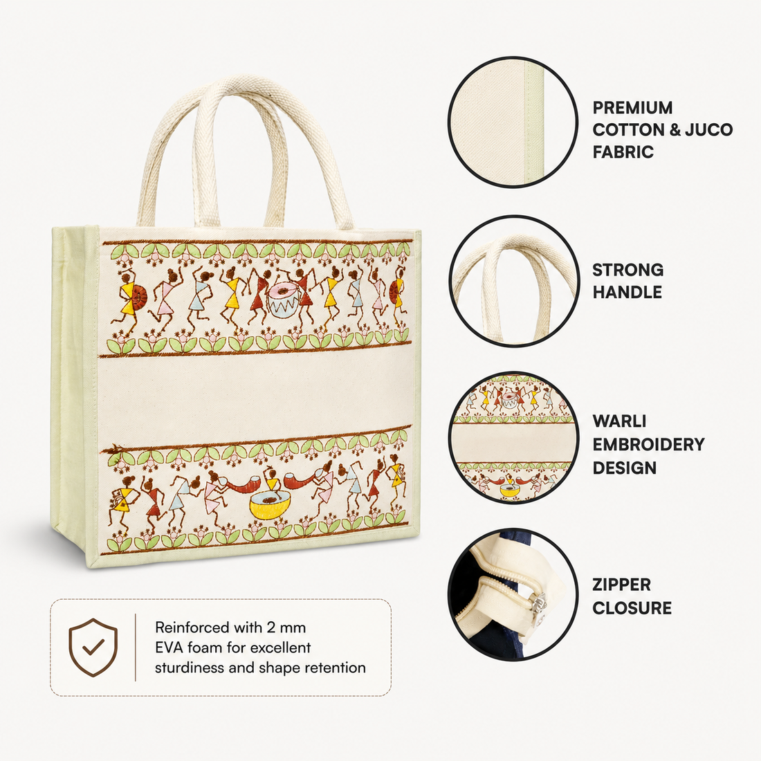 Plain Tribal Beats Warli Hamper Bag - Green