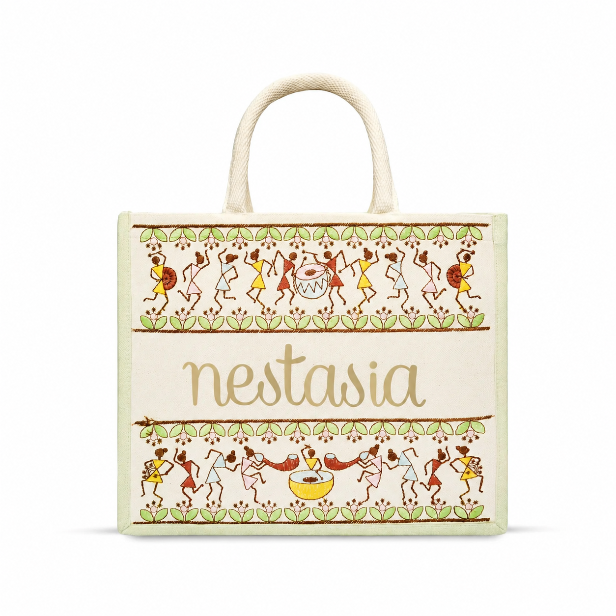 Tribal Beats Warli Hamper Bag - Green