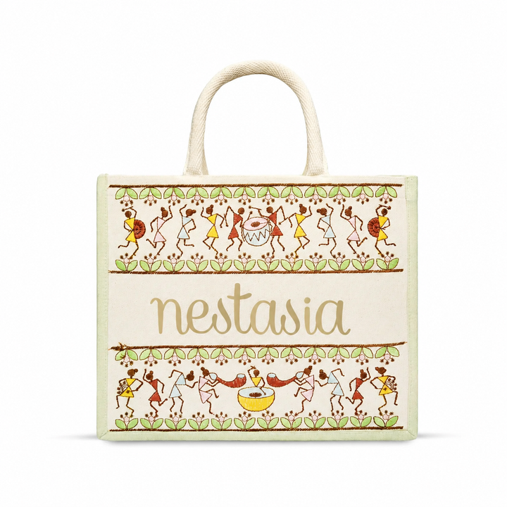 Tribal Beats Warli Hamper Bag - Green