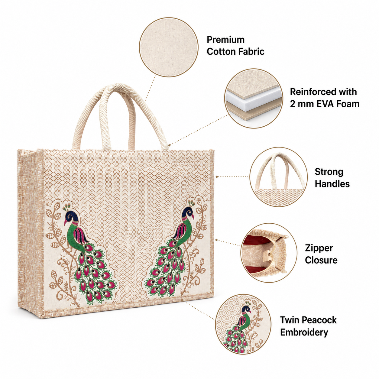 Twin Peacock Hamper Bag