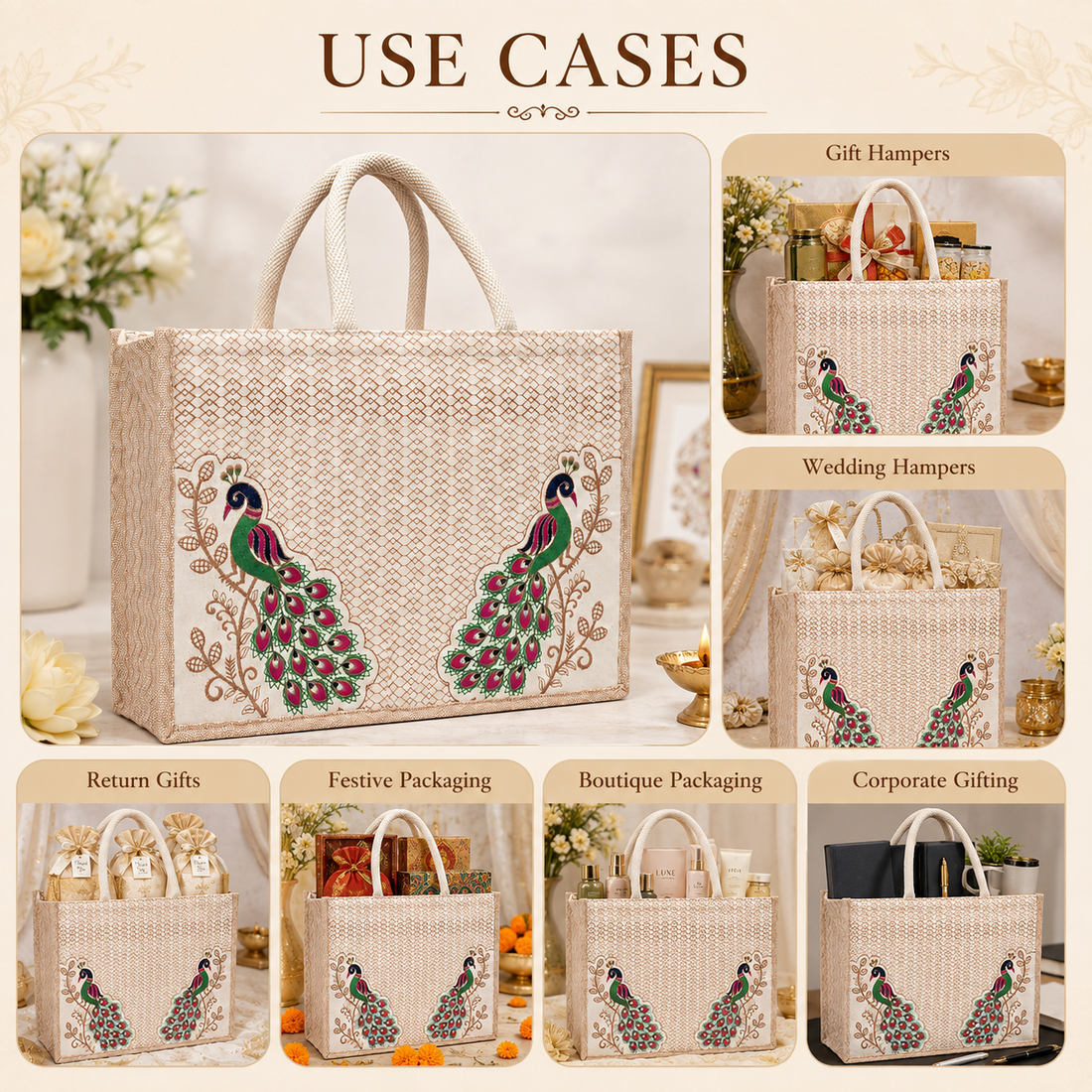 Twin Peacock Hamper Bag