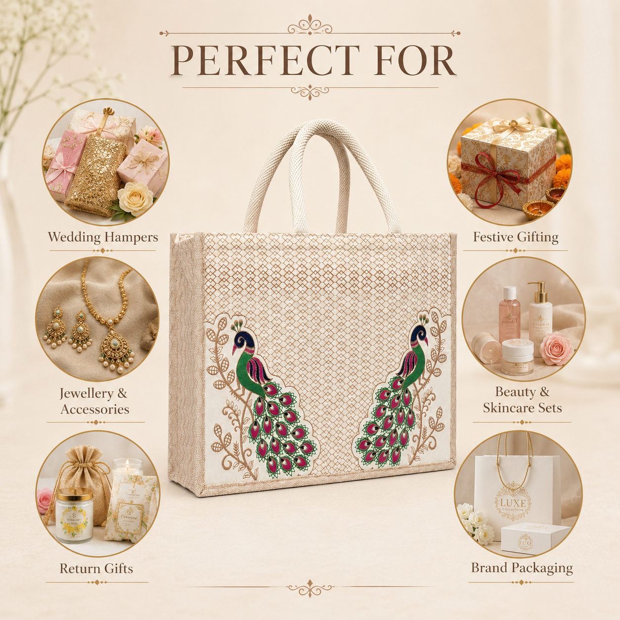Twin Peacock Hamper Bag