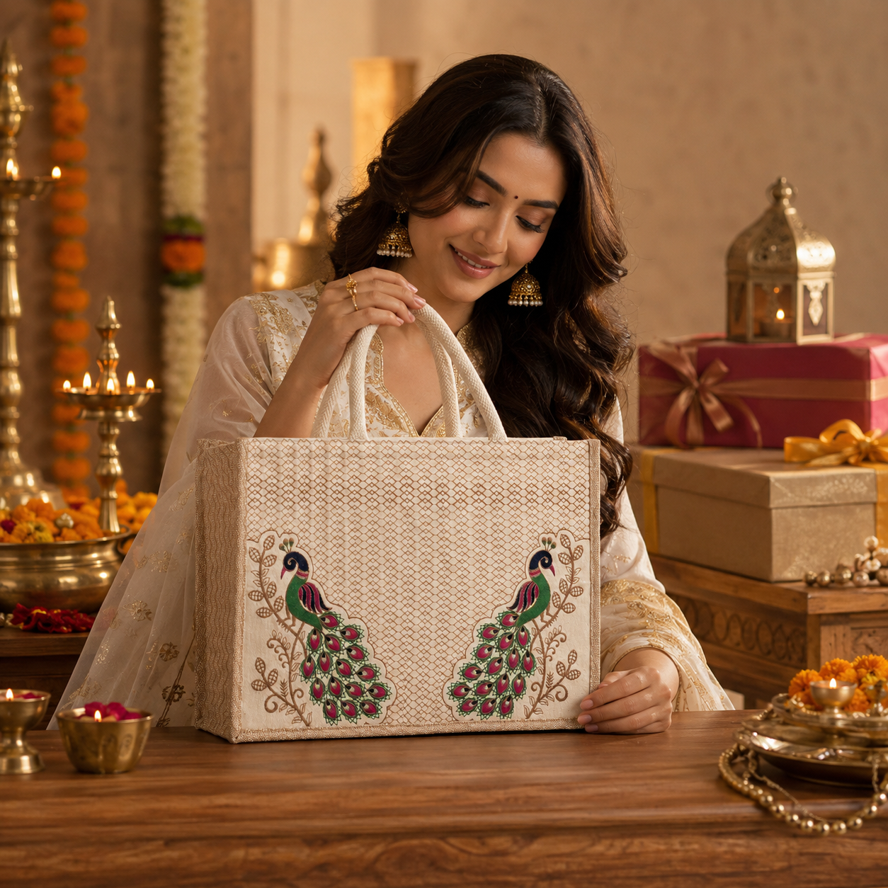 Twin Peacock Hamper Bag