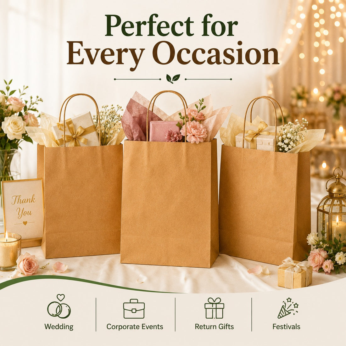 Custom 8x12x5 Kraft Paper Bag | 110 GSM