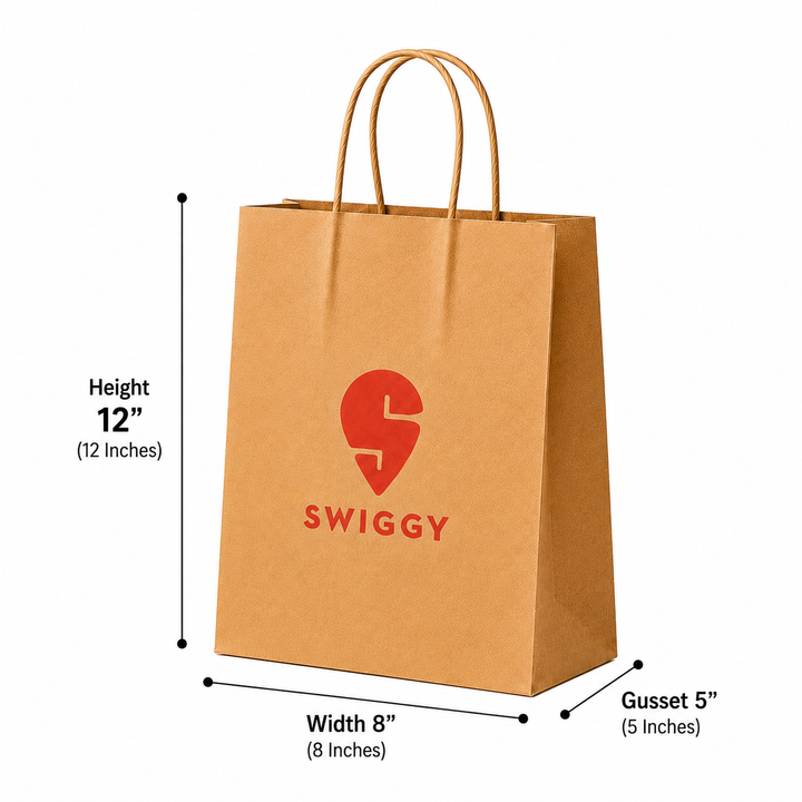 Custom 8x12x5 Kraft Paper Bag | 110 GSM