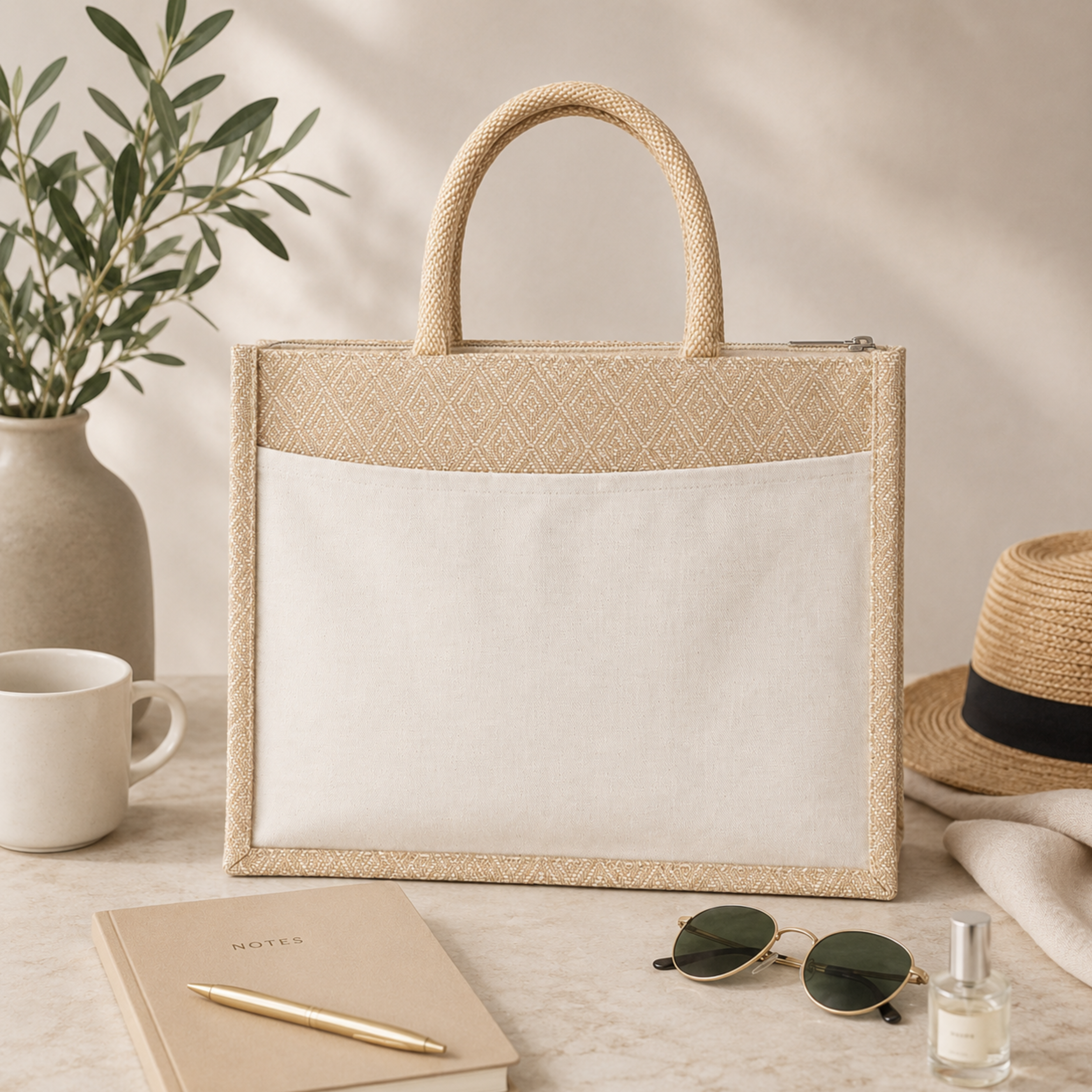 Diamond Hamper Bag with Canvas Pocket