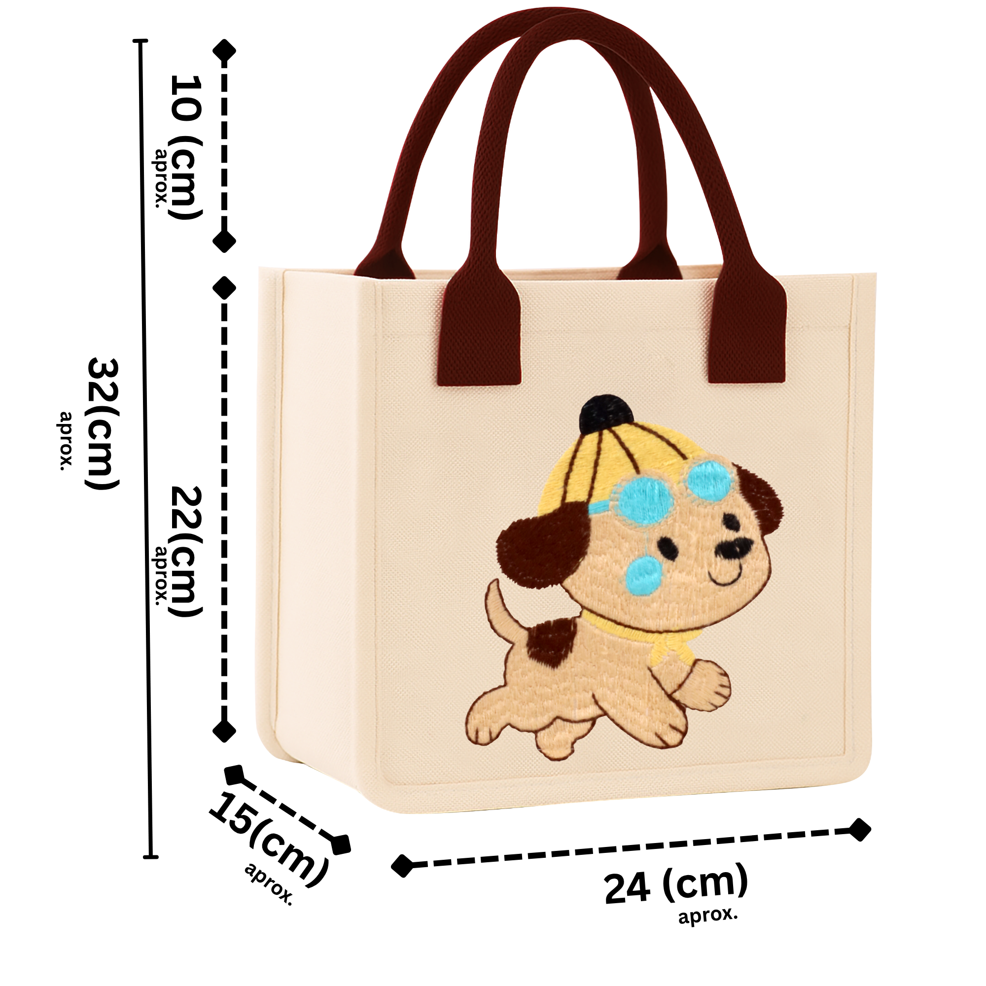 Dog Embroidery Kids Tote Bag