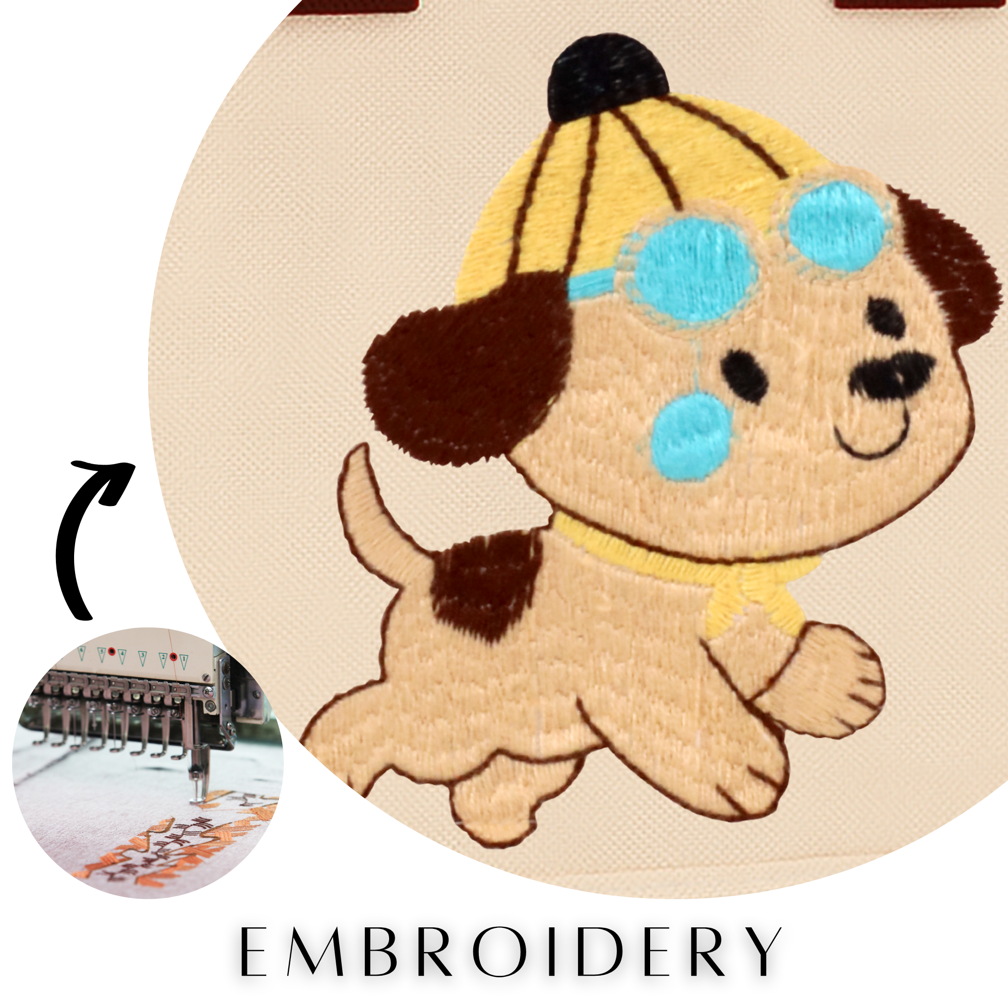 Dog Embroidery Kids Tote Bag