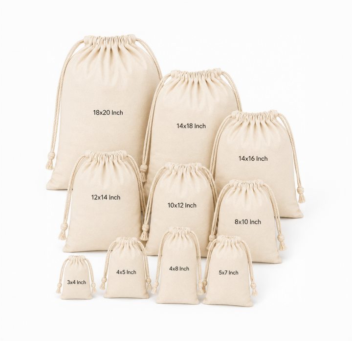 Cotton Drawstring Bag Sample Kit - 10 Sizes | 150 GSM