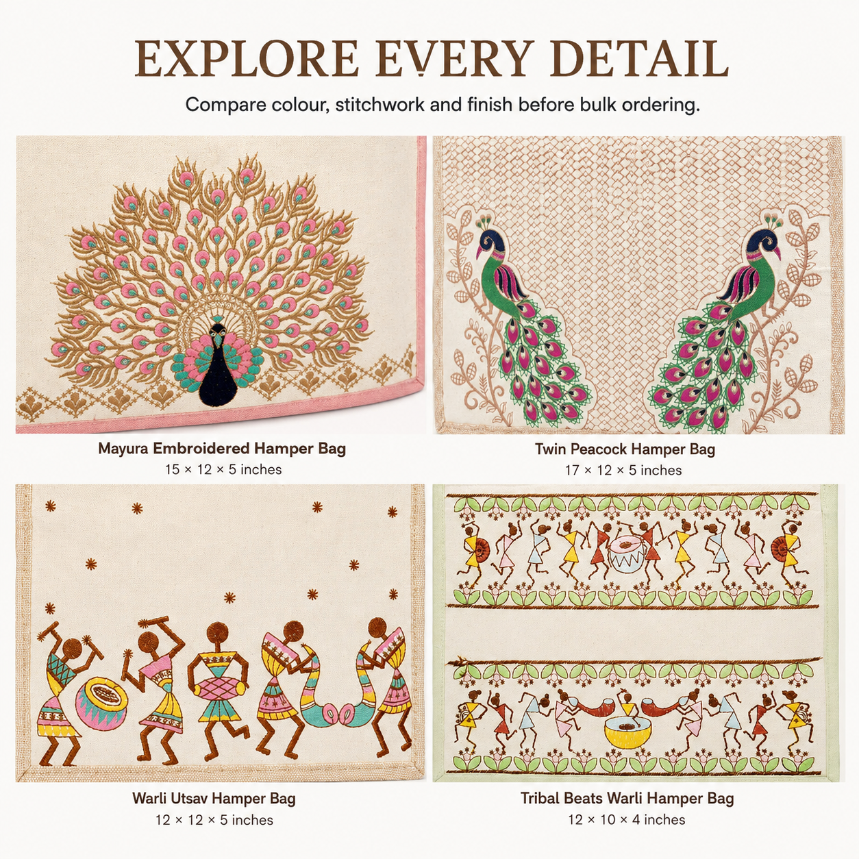Embroidered Hamper Bag Sample Kit – 4 Designs & Sizes