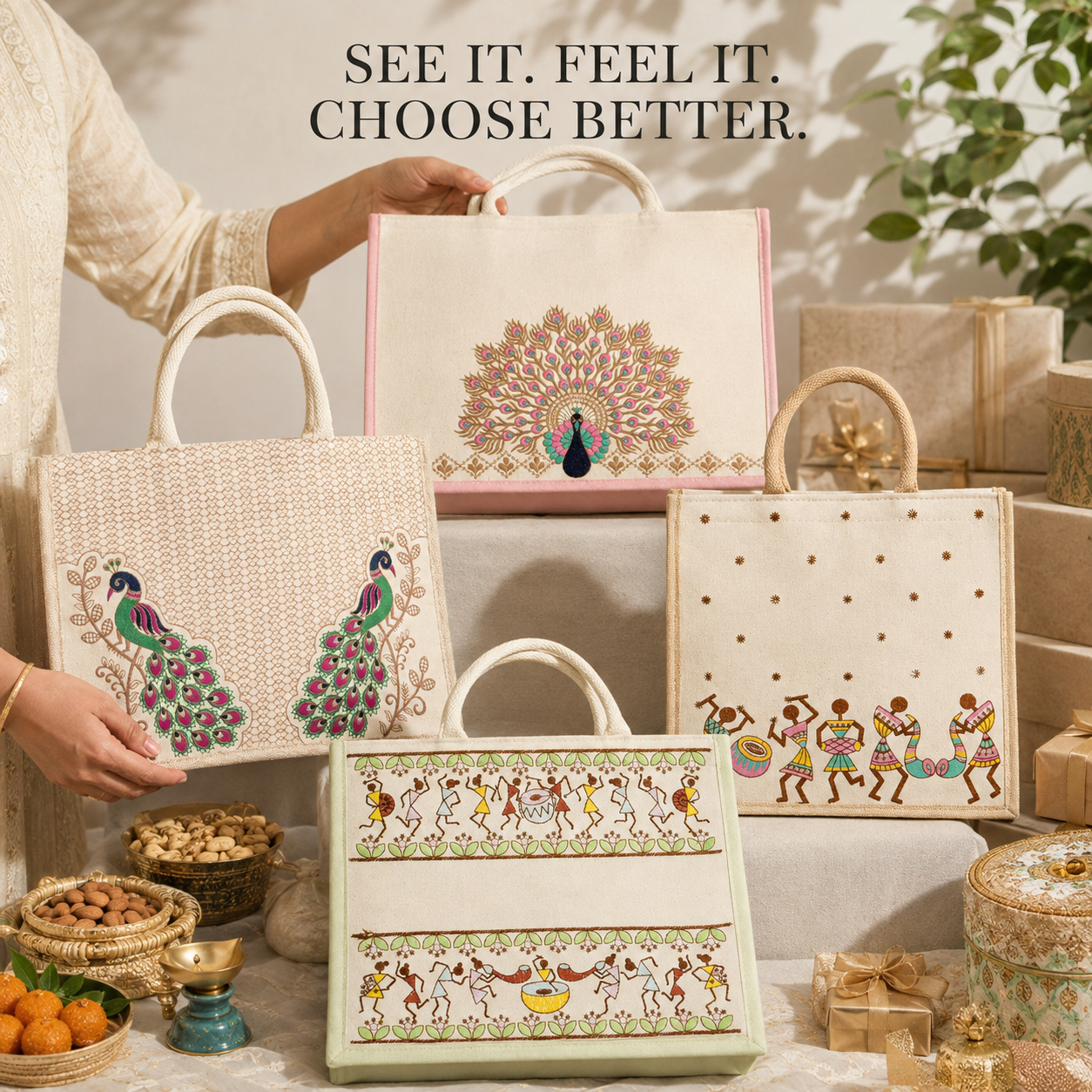 Embroidered Hamper Bag Sample Kit – 4 Designs & Sizes