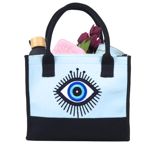 Embroidery Evil Eye Box Tote Bag